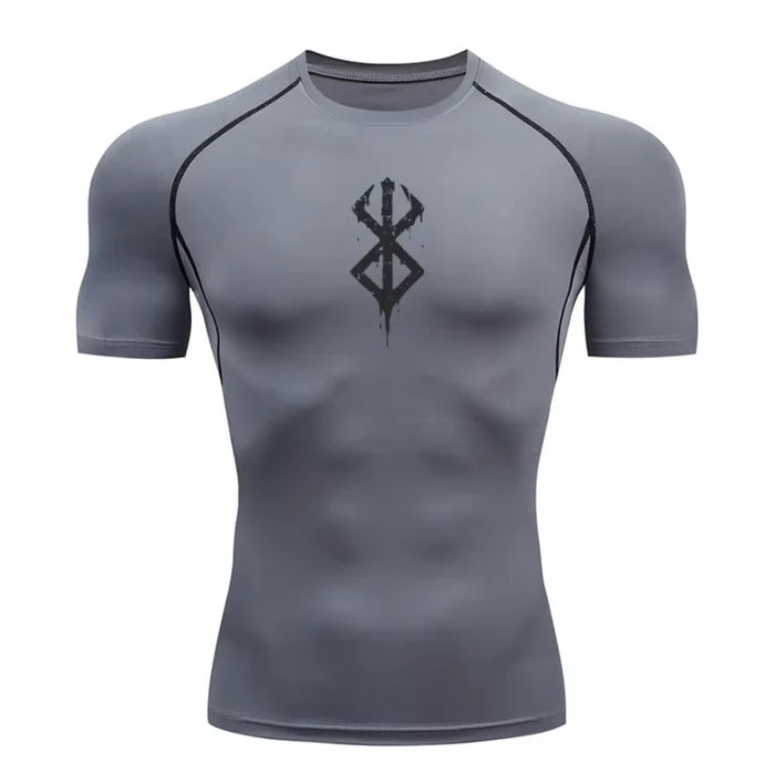 T-shirt de compression Berserk Guts manches courtes gris - Gym Arc