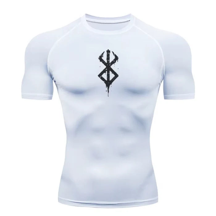 T-shirt de compression Berserk Guts manches courtes blanc - Gym Arc