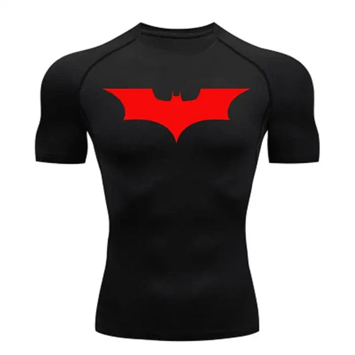 T-shirt de compression Batman manches courtes noir / logo rouge - Gym Arc