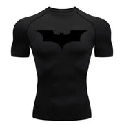 T-shirt de compression Batman manches courtes noir / logo noir - Gym Arc