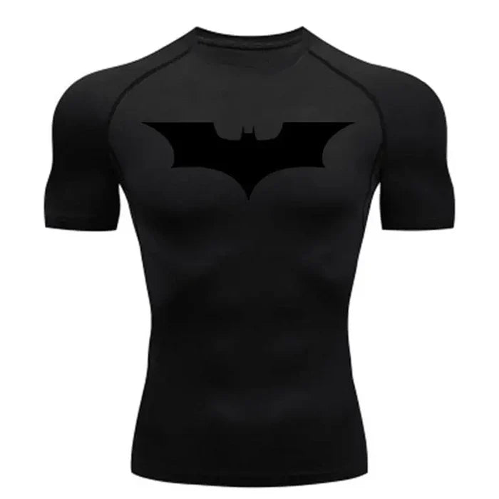 T-shirt de compression Batman manches courtes noir / logo noir - Gym Arc