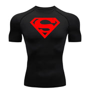 T-shirt de compression Superman manches courtes noir / logo rouge - Gym Arc