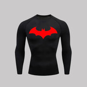 T-shirt de compression Batman Arkham manches longues noir / logo rouge - Gym Arc