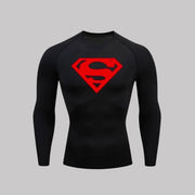 T-shirt de compression Superman manches longues noir / logo rouge - Gym Arc