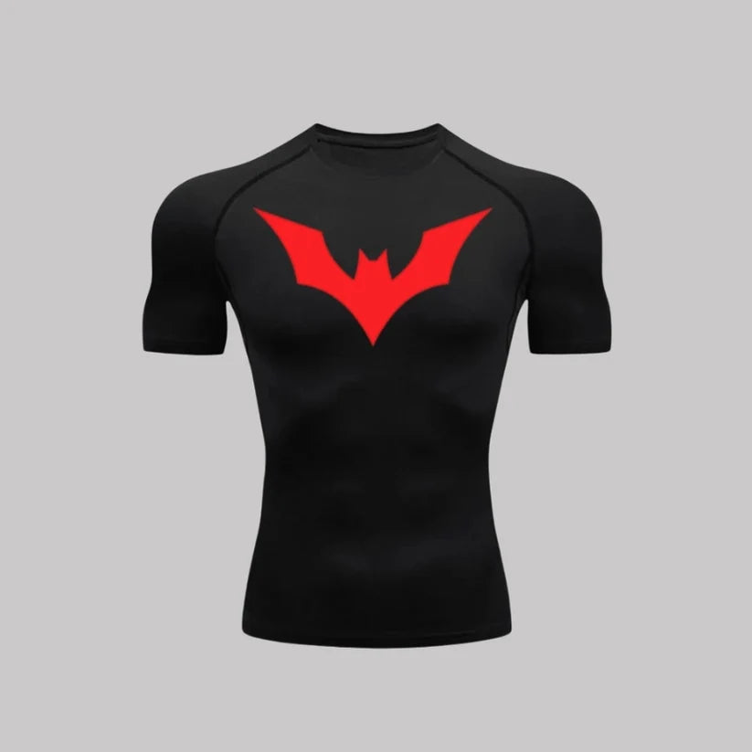 T-shirt de compression Batman Beyond manches courtes noir / logo rouge - Gym Arc