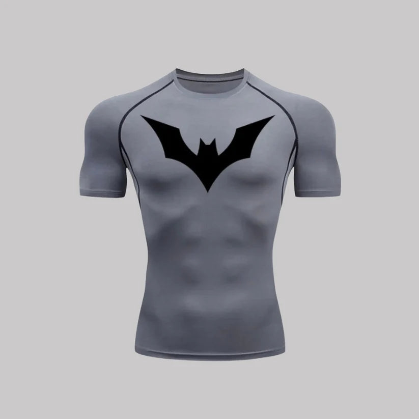T-shirt de compression Batman Beyond manches courtes gris / logo noir - Gym Arc