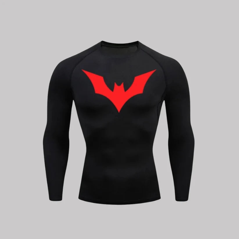 T-shirt de compression Batman Beyond manches longues noir / logo rouge - Gym Arc