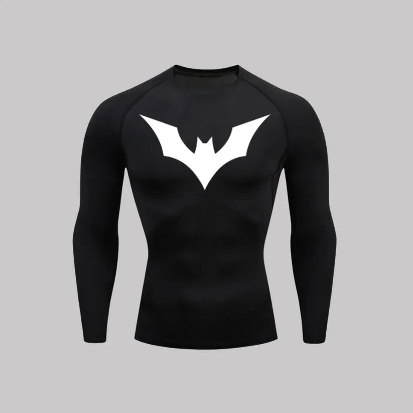 T-shirt de compression Batman Beyond manches longues noir / logo blanc - Gym Arc