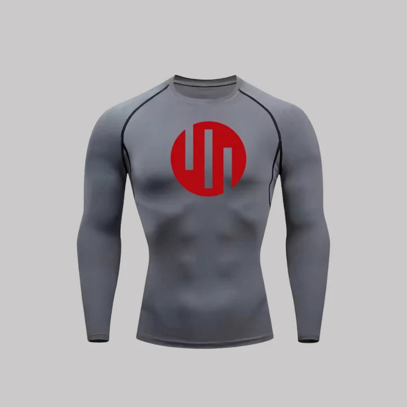 T-shirt de compression Viltrumite manches longues gris / logo rouge - Gym Arc