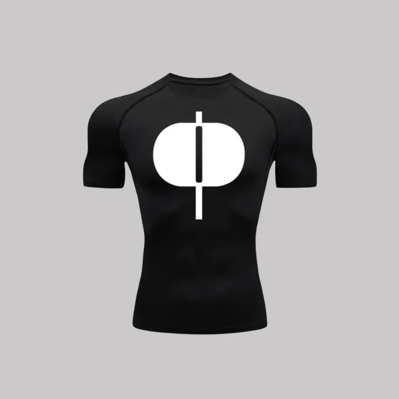 T-shirt de compression Omni-Man manches courtes noir / logo blanc - Gym Arc