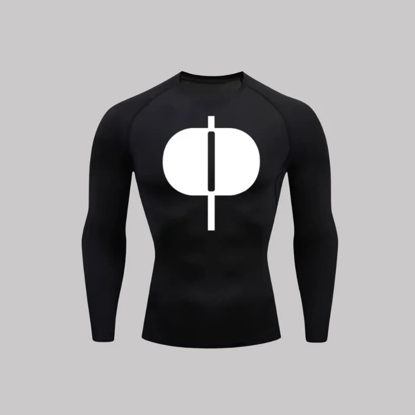 T-shirt de compression Omni-Man manches longues noir / logo blanc - Gym Arc