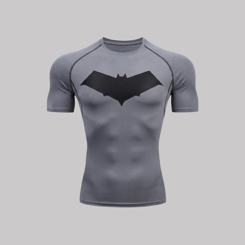 T-shirt de compression Red Hood manches courtes gris / logo noir - Gym Arc