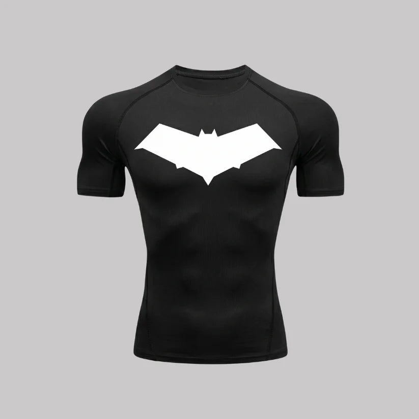 T-shirt de compression Red Hood manches courtes noir / logo blanc - Gym Arc