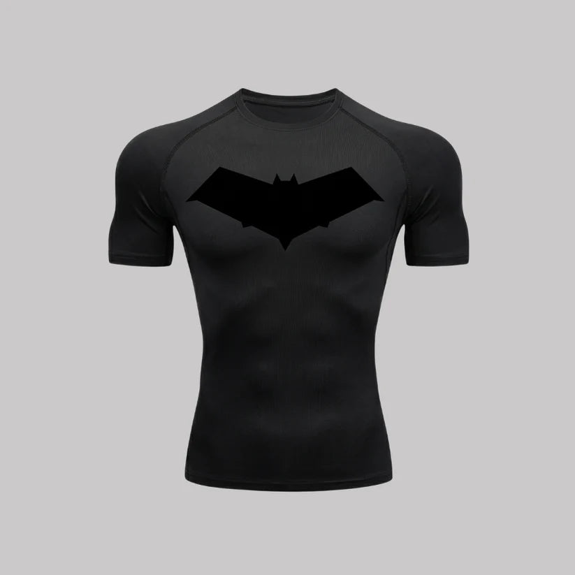 T-shirt de compression Red Hood manches courtes noir / logo noir - Gym Arc