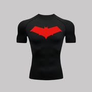T-shirt de compression Red Hood manches courtes noir / logo rouge - Gym Arc