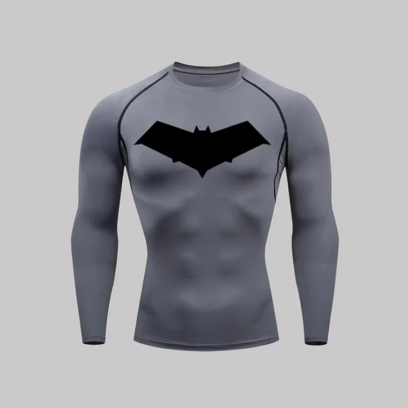 T-shirt de compression Red Hood manches longues gris / logo noir - Gym Arc