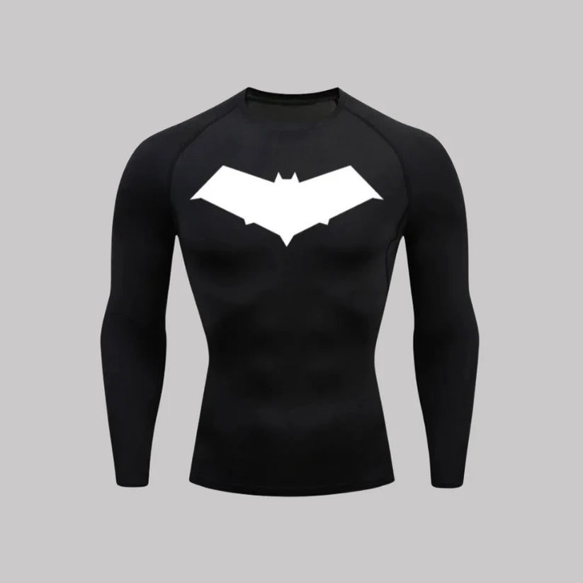 T-shirt de compression Red Hood manches longues noir / logo blanc - Gym Arc