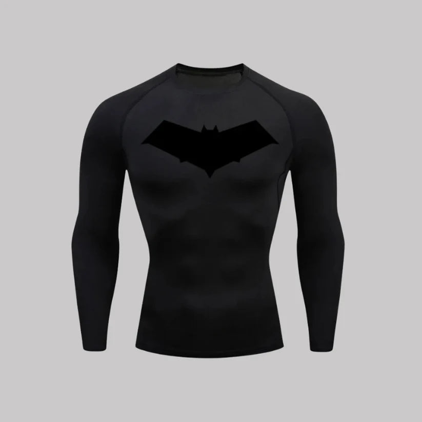 T-shirt de compression Red Hood manches longues noir / logo noir - Gym Arc