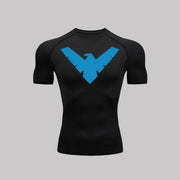 T-shirt de compression Nightwing manches courtes noir / logo bleu - Gym Arc