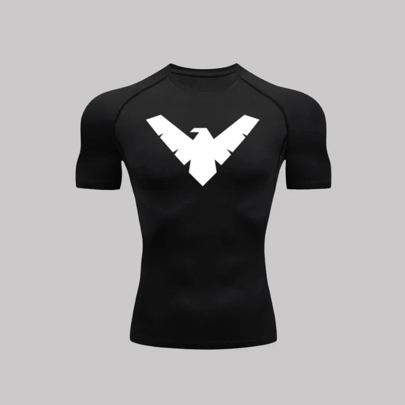 T-shirt de compression Nightwing manches courtes noir / logo blanc - Gym Arc