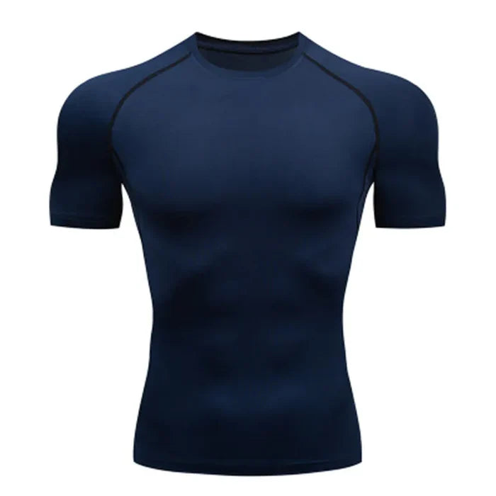 T-shirt de compression Gym Arc manches courtes bleu marine - Gym Arc