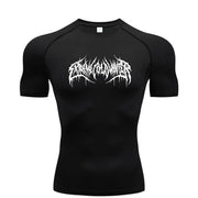 T-shirt de compression Extreme manches courtes noir / logo blanc - Gym Arc