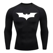T-shirt de compression Batman manches longues noir / logo blanc - Gym Arc