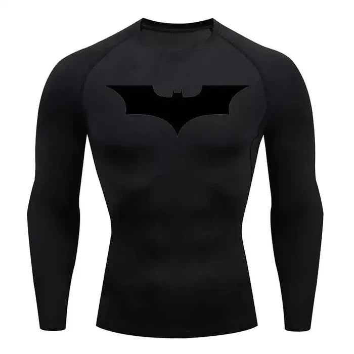 T-shirt de compression Batman manches longues noir / logo noir - Gym Arc
