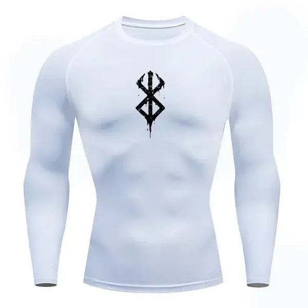 T-shirt de compression Berserk manches longues blanc - Gym Arc