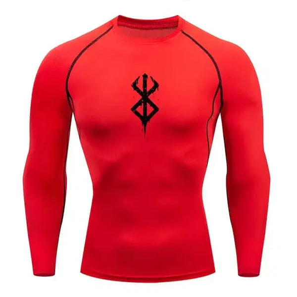 T-shirt de compression Berserk manches longues rouge - Gym Arc