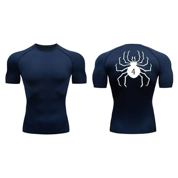 T-shirt de compression Hunter x Hunter manches courtes bleu marine - Gym Arc