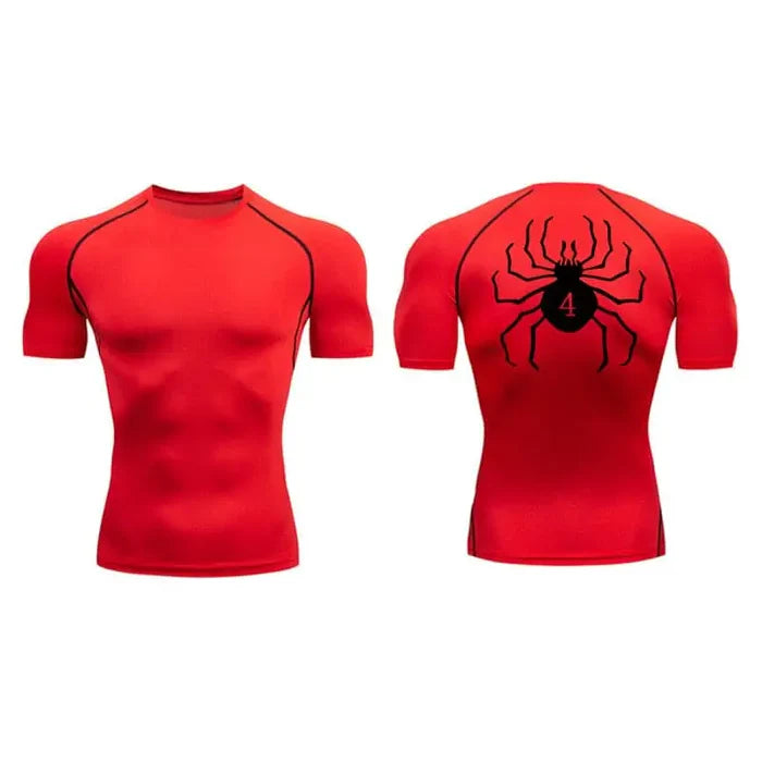 T-shirt de compression Hunter x Hunter manches courtes rouge - Gym Arc