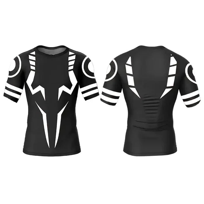 T-shirt de compression Jujutsu Kaisen manches courtes noir / motif blanc - Gym Arc