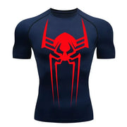 T-shirt de compression Spider 2099 manches courtes bleu marine / logo rouge - Gym Arc