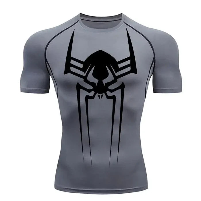 T-shirt de compression Spider 2099 manches courtes gris / logo noir - Gym Arc