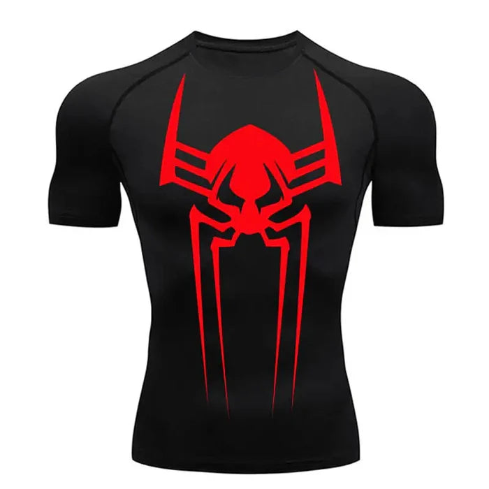 T-shirt de compression Spider 2099 manches courtes noir / logo rouge - Gym Arc