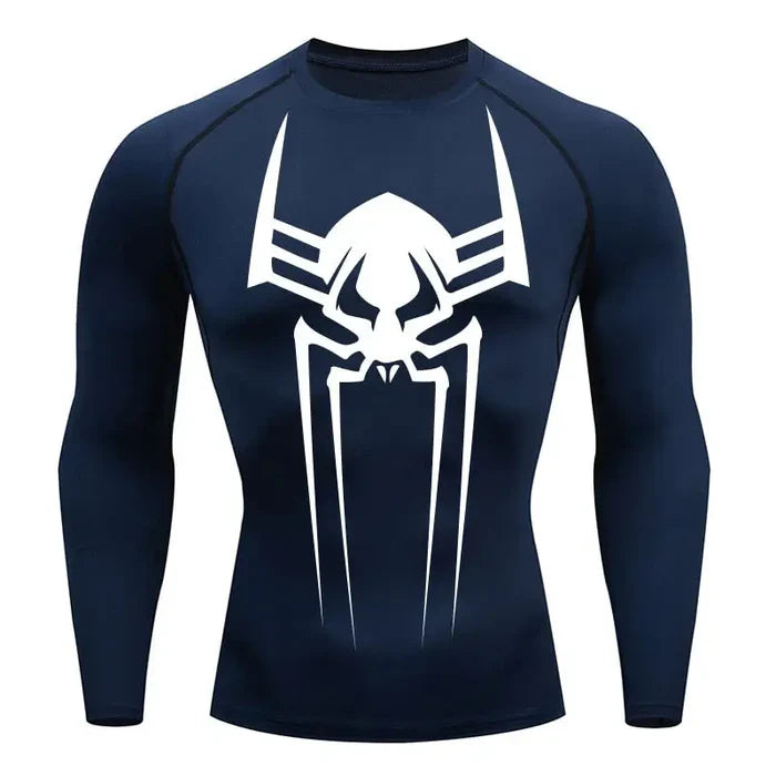 T-shirt de compression Spider 2099 manches longues bleu marine / logo blanc - Gym Arc