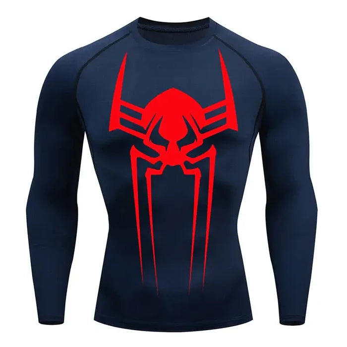 T-shirt de compression Spider 2099 manches longues bleu marine / logo rouge - Gym Arc