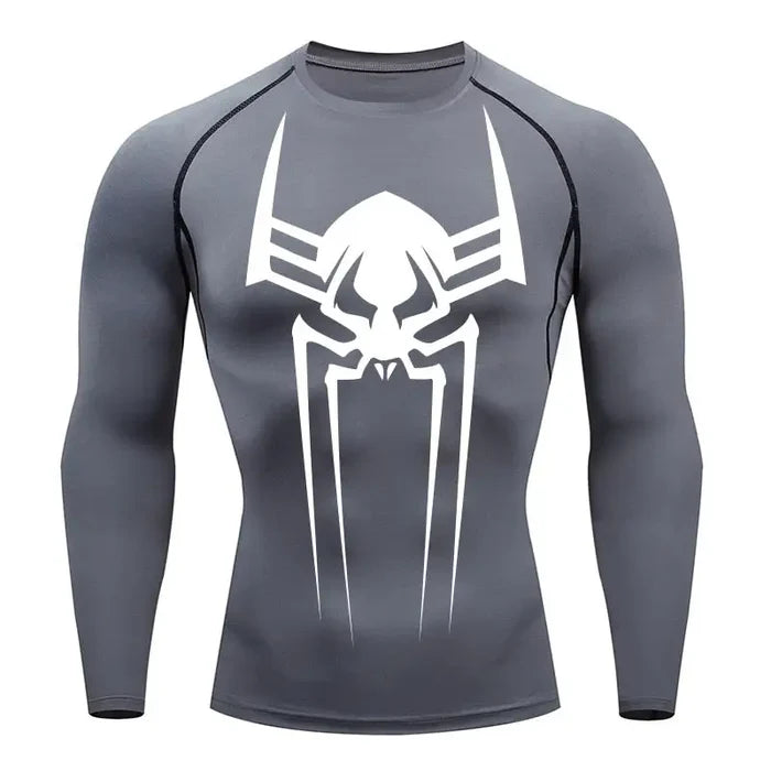 T-shirt de compression Spider 2099 manches longues gris / logo blanc - Gym Arc