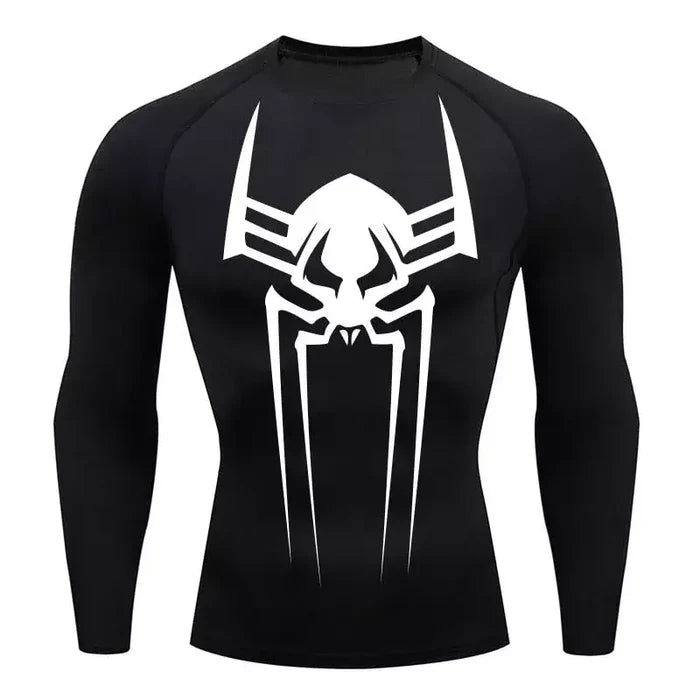T-shirt de compression Spider 2099 manches longues noir / logo blanc - Gym Arc