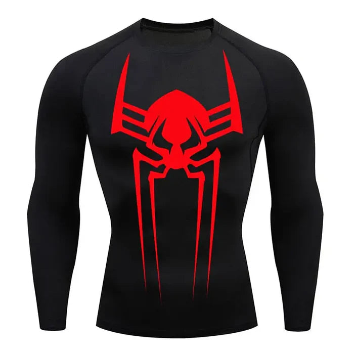 T-shirt de compression Spider 2099 manches longues noir / logo rouge - Gym Arc