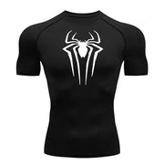 T-shirt de compression Spider manches courtes noir / logo blanc - Gym Arc