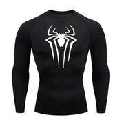 T-shirt de compression Spider manches longues noir / logo blanc - Gym Arc